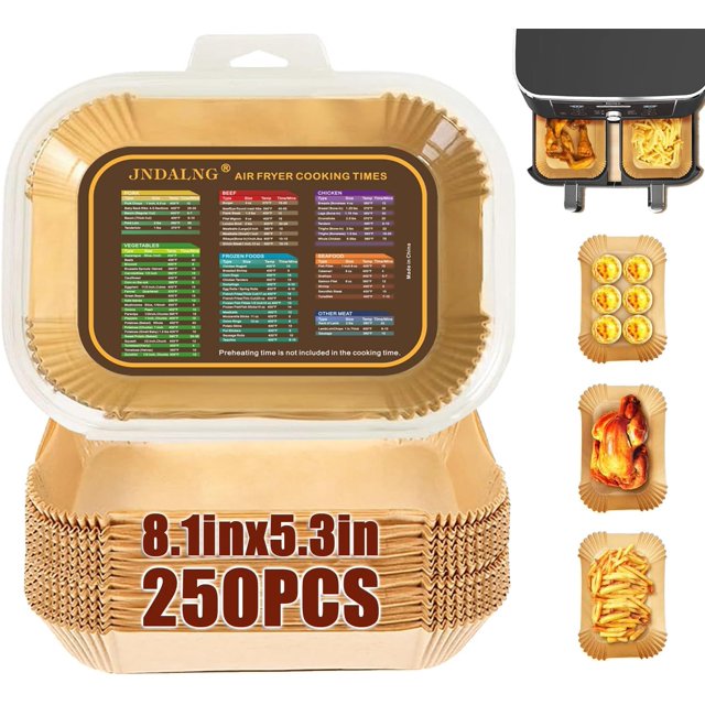 250PCS Air Fryer Liners,Air Fryer Accessories for Ninja Foodi Dual Air Fryer DZ201/DZ401 (250PCS Rectangle 8.1 x 5.3 inch)