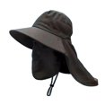 thumbnail image 3 of Sombrero para el sol, ala ancha, ligero, para pesca, jardinería, mochilerismo, playa, verano. Negro, 3 of 9