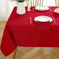thumbnail image 4 of SASTYBALE Christmas Tablecloth Rectangle Waterproof Wrinkle Fee Textured Fabric Table Cloth, Soft Faux Linen Table Cover for Xmas, Holiday, Winter, Party, Banquet (60 x 120 Inch Rectangular, Red), 4 of 7