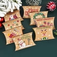 thumbnail image 2 of Caja de dulces con forma de almohada navideña, papel kraft de Papá Noel, bolsas de embalaje para niños, decoración de fiesta de Navidad, Año Nuevo, Navidad, 2 of 5