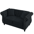 thumbnail image 5 of Chesterfield Sofa Set of 2 with 4 Pillows, Loveseat and 3 Seater Velvet Upholstered Tufted Couch with Rolled Arms and Nailhead, Leisure Sofa Couch for Living Room, Bedroom, Office, Apartment, Black, 5 of 9