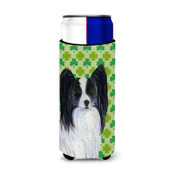 Caroline's Treasures SS4436MUK Papillon Shamrock Portrait Hugger for Slim Cans