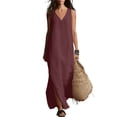 thumbnail image 2 of YuXingFu Cotton Dresses for Women Maxi V-Neck Plus Size Womens Dress Sleeveless Tiered Long Casual Summer Wine XXXXL, 2 of 9
