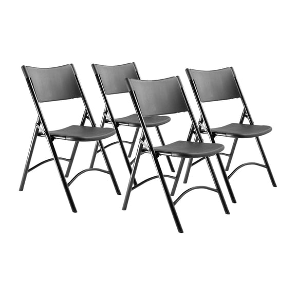 NPS 600 Series 32" Modern Plastic Heavy Duty Folding Chair in Black (Set of 4)