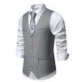 thumbnail image 3 of Bcfgryg Mens Fashion Stripes Retro Casual Suit Vest Men's Jacket Gray XL, 3 of 4