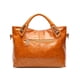 thumbnail image 2 of Bolso de mano vintage de lujo para mujer, de piel auténtica encerada, tipo bandolera (marrón claro), 2 of 6