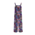 thumbnail image 6 of Horkkom Rompers for Women Casual Floral Print Sleeveless Wide Leg Jumpsuits Comfy Baggy Button Overalls with Pockets, Gifts for Women M, 6 of 7