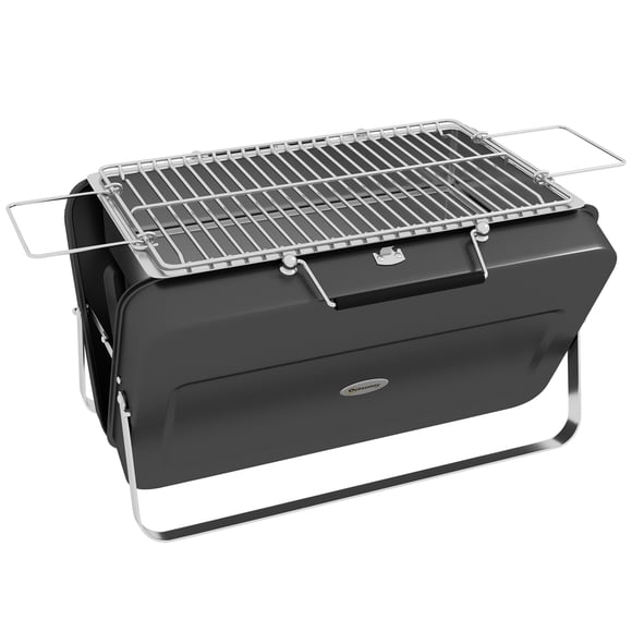 Outsunny Portable Mini Charcoal Barbecue Grill with Suitcase Shell, Black