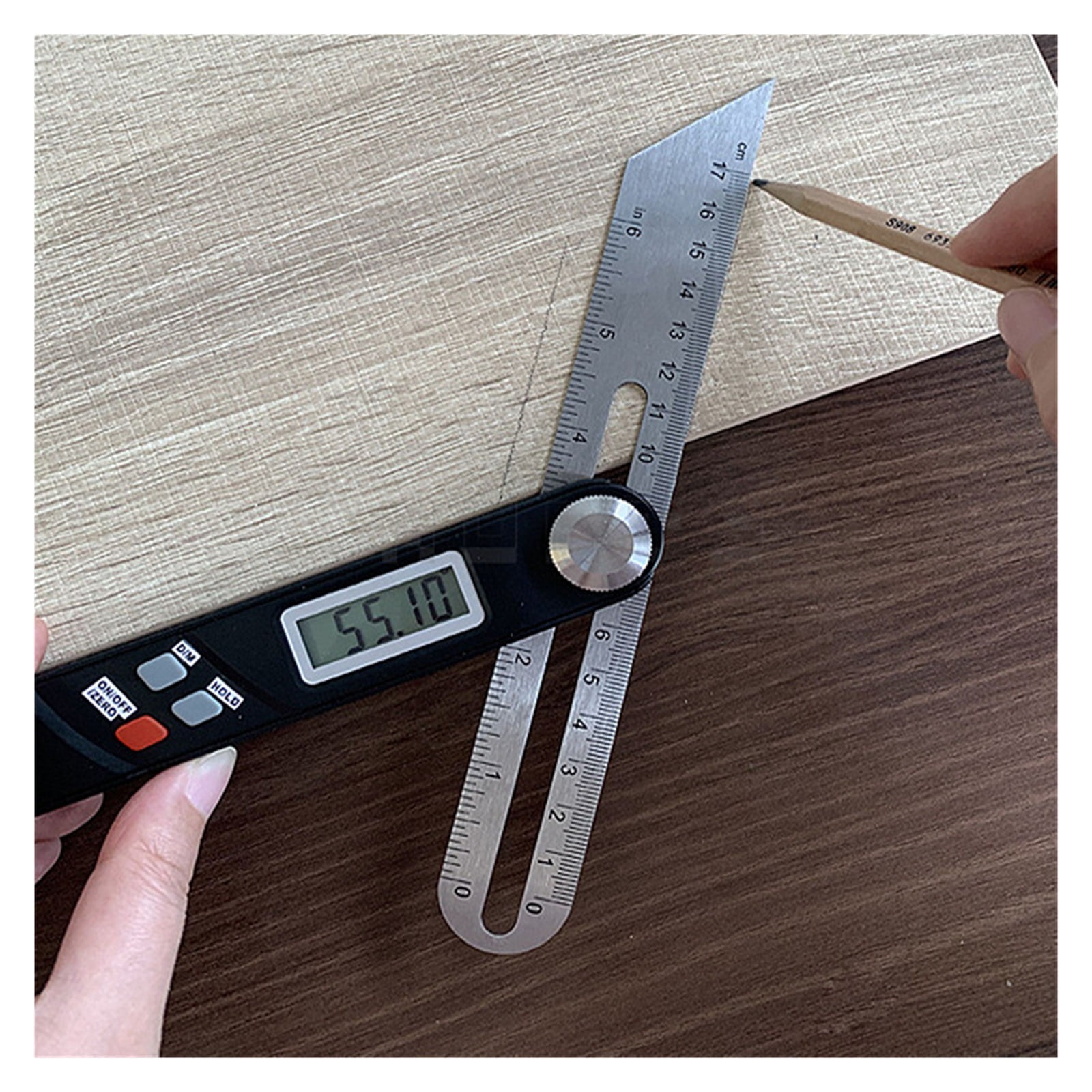 Digital Angle Finder Protractor 6inch/170mm Steel Measuring Ruler with Large LCD Display for Woodworking Angle Measuring Tool ,Woodworking Protractor