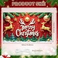 thumbnail image 2 of Red Background Merry Christmas Banner Golden Reindeer Xmas Display Green Pine Tree Gold Star Ornament Holiday Backdrop for Christmas Party Indoor Event Festive Photo Shoot, 2 of 9