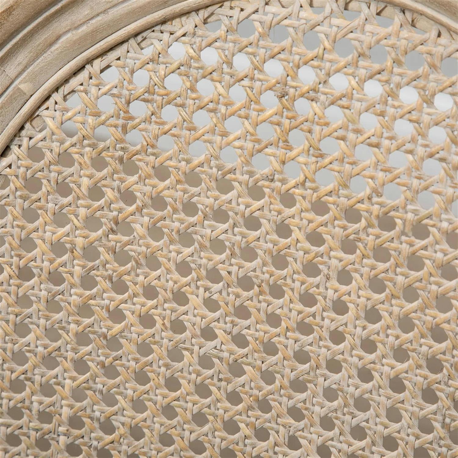 Demi Bonn Dining Chairs Set of 2, French-Style Upholstered Dining Room Chairs with Rattan Backrest and Linen-Touch Upholstery for Kitchen Restaurant, Living Room, Gray