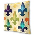 thumbnail image 3 of GZHJMY Fat Tuesday Throw Pillow Covers Rainbow Fleur De Lis Cute Pillowcase Mardi Gras Sofa Decor 2 Pack Carnival Housewarming Gift 20" × 20", 3 of 5