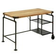 thumbnail image 4 of Industrial Computer Desk - 47" Antique Black Metal & Wood Office Desk w/ Shelves & Wheels. Industrial Style Rectangular Desk for Home or Office., 4 of 8