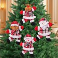 4Pcs Christmas Ornaments Plush Snowman Santa Elk Bear Doll Figurine