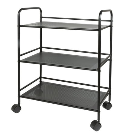 Richards Homewares Rolling 3 Shelves Utility Storage Cart Organizer with Wheels Bedding