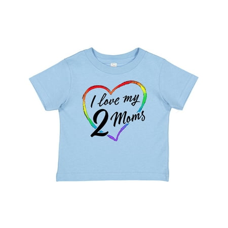 

Inktastic I Love My 2 Moms with Rainbow Heart Gift Baby Boy or Baby Girl T-Shirt