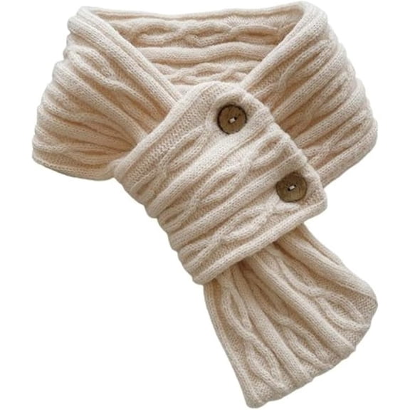 Cute Mini Neck Warmer Scarf for Woman Knit Neck Gaiter with Two Buttons Outdoor Activities