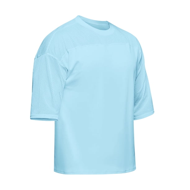 Blusa de Manga Corta Casual Color Sólido Cuello Malla Respirable de Manga Corta de Cuello Redondo Blusa, 95% Algodón 5% Poliéster