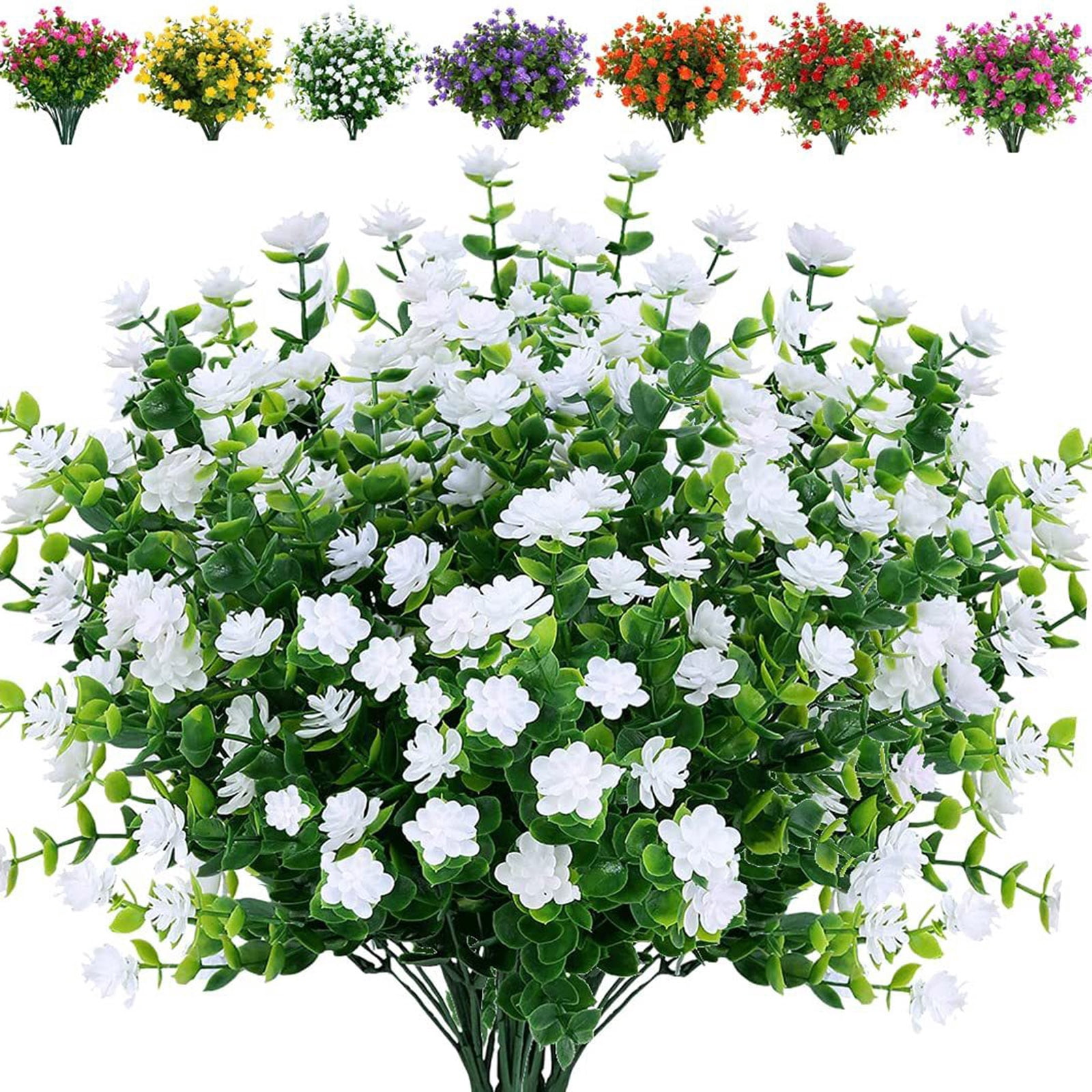 1 Bundles Artificial Flowers Outdoor, Artificial UVResistant Plastic Flower for Hanging Planter Porch Window Home Wedding Spring Summer Decor