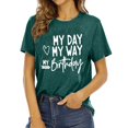 thumbnail image 1 of JAKANYQ T-Shirts pour Femmes Mode Décontractée Imprimé Lettre Col Rond Manches Courtes T-shirt Coupe Décontractée, 1 of 4