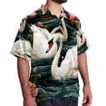 thumbnail image 2 of Swan Men's Short Sleeve Shirts with Spread Collar Tops, Casual Printed Poplin Shirt, Button Down Short Summer Beach Shirts - Unisex, 2 of 6