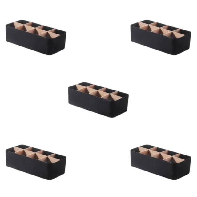 kurtrusly Storage Box Strong Practicality Wide Application Detachable Partition Large Capacity Plastic Storage Box Ladder Layered Black Rectangular 8-cell 5Set