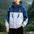 thumbnail image 4 of FAVIPT Kids Rain Coats Waterproof Boys Zip Up Windproof Hooded Jackets Lightweight Color Block Outdoor Coat with Zipper Pockets Blue,9-10 Years, 4 of 9