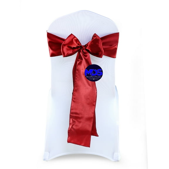 MDS Pack of 25 Satin Chair Sashes Bow Sash for Wedding and Events Decor -Apple Red