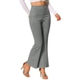 thumbnail image 4 of Pantalones Flare Sólidos de Mujer INSPIRE CHIC con Cremallera Lateral Oculta de Suede Sintético L Gris, 4 of 5