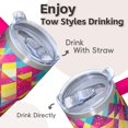 thumbnail image 4 of 20oz Stainless Steel Double Wall Mug with Handle and Straw, Geometric Design Insulated Travel Cup Leak-Proof Lid, 4 of 5