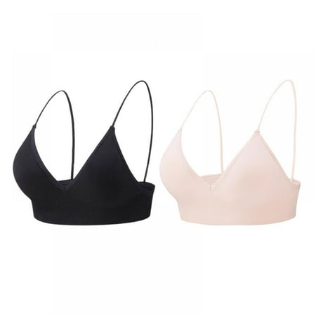 

2Pcs Womens Push-up Padded Strappy Sports Bra Cross Back Wirefree Fitness Yoga Top