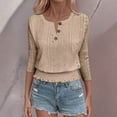 thumbnail image 7 of Kaemgyyd Tops for Women Trendy Summer Keyhole Embroidery 3/4 Length Sleeve Casual Blouses Cute V Neck Ruffle Hem Cropped Shirt, 7 of 7