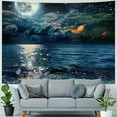thumbnail image 4 of PRATYUS  Moon Over Ocean Tapestry, Night Sky Tapestry Wall Hanging, 3D Fantasy Psychedelic Watercolor Tapestry Wall Art for Bedroom Living Room Dorm Home Decor 40x30inch, 4 of 6