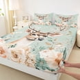 thumbnail image 4 of Castle Fairy Floral Rose Animal Deer Bed Sheets 4-Piece,Watercolor Wildlife Flowers Full Size Sheets,Sage Pink Cream,1 Fitted Sheet, 1 Flat Sheet and 2 Pillowcases, 4 of 6