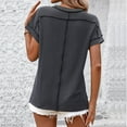 thumbnail image 6 of iHengLiXing Plus Size Spring Tops for Women 2025 Dressy Casual Women's Casual Fashion Solid Color Outer Seam Short Sleeve Round Neck Top Gray M, 6 of 6
