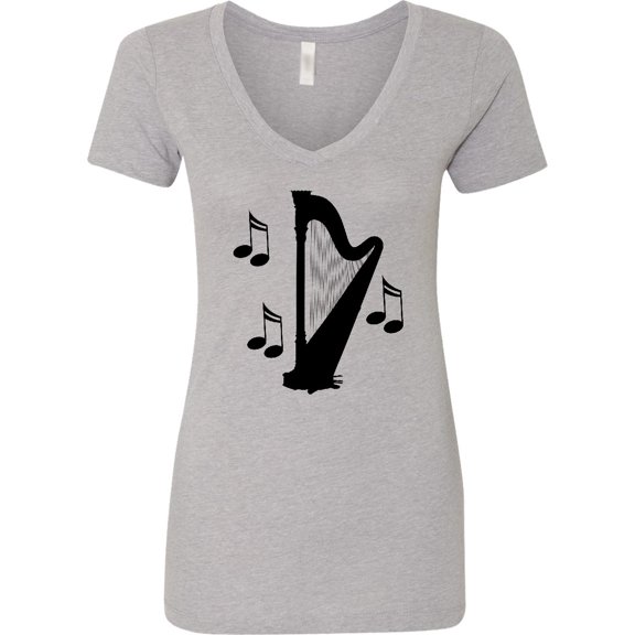 Inktastic Harp Silhouette Music Women's V-Neck T-Shirt