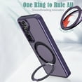 thumbnail image 4 of Phone Case for Samsung Galaxy S25+ Strengthened Magnetic Ring Stand Translucent Back Cover Compatible with Magsafe, Military-Grade Shockproof Anti-fall Protection Case for Men Women,Purple, 4 of 6