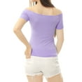 thumbnail image 4 of MODA NOVA Juniors Slim Fit Short Sleeves Off the Shoulder Summer Cropped Top Lavender XS, 4 of 7