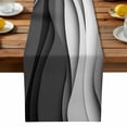 thumbnail image 2 of Burlap Table Runner 70 Inches Long, Abstract Grey White Black Waves Non-Slip Kitchen Table Runners for Dining Room Everyday Use Party Table Decorations Gradient Line, 2 of 9