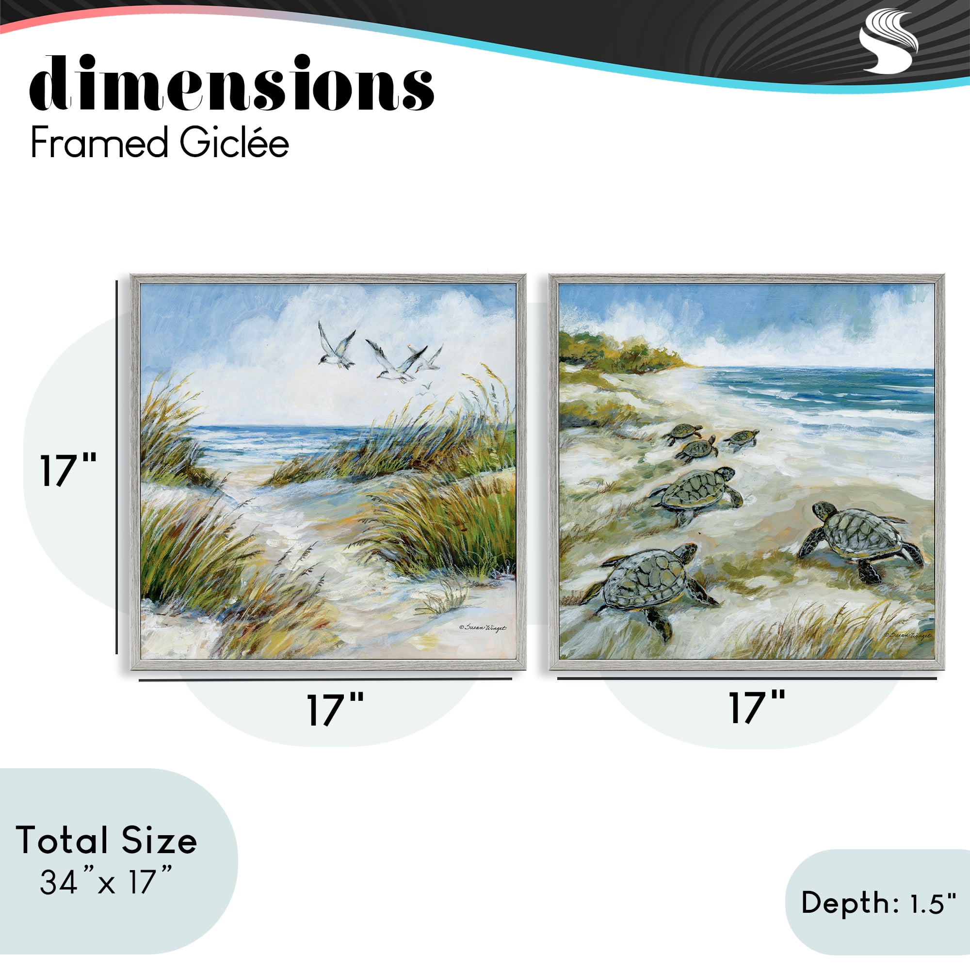 Stupell Industries Beach Creatures on Dunes 2 Piece Gray Framed Giclee Art Set, design by Susan Winget