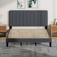 thumbnail image 3 of Pingliang Home King Size Bed Frame with Adjustable Upholstered Headboard&Wood Slats Support,Gray, 3 of 9