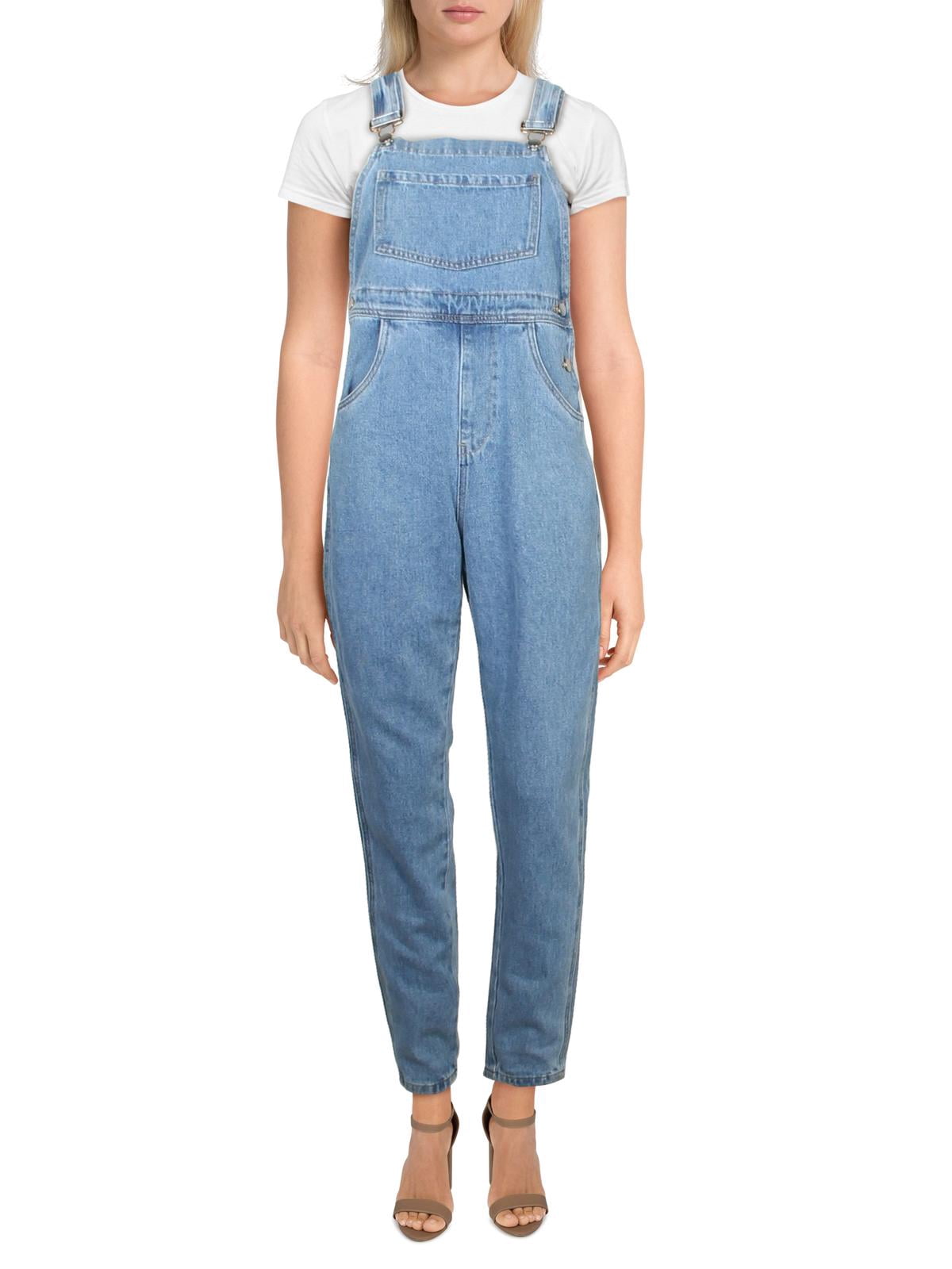 Stretch Denim Overalls with Cuffs 