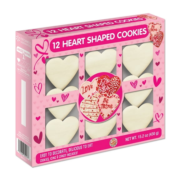 Freshness Guaranteed Vanilla Valentines Heart Shaped Cookie Kit, 15.2 oz