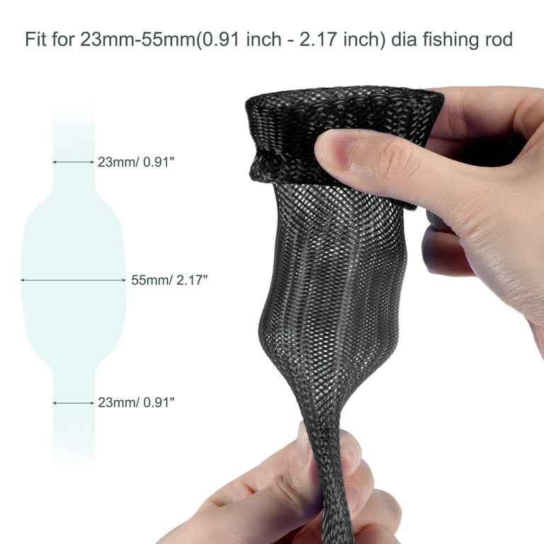Uxcell 2.02m Black Fishing Rod Sleeve Rod Sock Cover Braided Mesh Rod  Protector 2 Pack