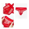 thumbnail image 3 of USNSM Men's Thongs Mesh Underwear Breathable See Through Hollow Out Underwear Mens Jockstraps Underwears Red M, 3 of 3