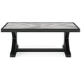 thumbnail image 5 of Signature Design by Ashley Beachcroft Rectangular Outdoor Cocktail Table, Black Frame, Light Gray Porcelain Top, Farmhouse X-Leg, 5 of 9