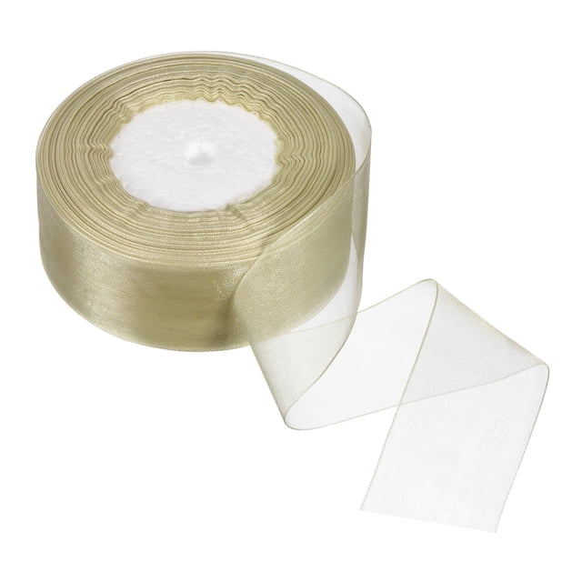 Unique Bargains 4cm 50 Yard Sheer Organza Ribbon Chiffon Fabric Gift Wrapping, Apricot