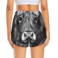 thumbnail image 4 of Uemuo Geometric Bull Design Pattern Women's Athletic Shorts High Waisted Running Shorts with Liner Pockets Gym Elastic Workout Shorts-Large, 4 of 9