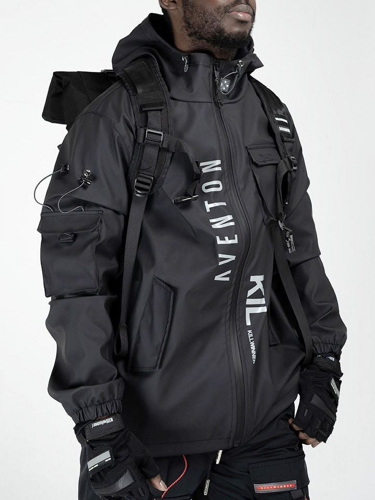 Niepce Inc Techwear Streetwear Black Waterproof Mens Leather Jacket