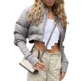 thumbnail image 1 of Sedceaty Women Winter Jacket, Long Sleeve Stand Collar Zipper Closure Patchwork Casual Outwear, 1 of 6